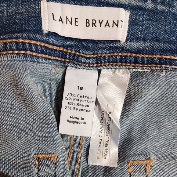NWT Lane Bryant 18 Jegging Crop Jeans High Rise Flex Waist Button Fly Blue Denim - Picture 7 of 9